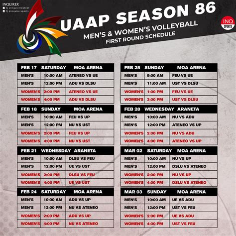 uaap volleyball schedule